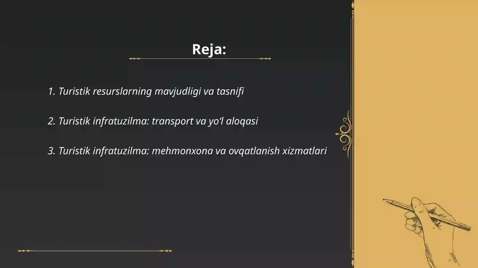 Turizm iqtisodiyoti o‘qitish materiali 2