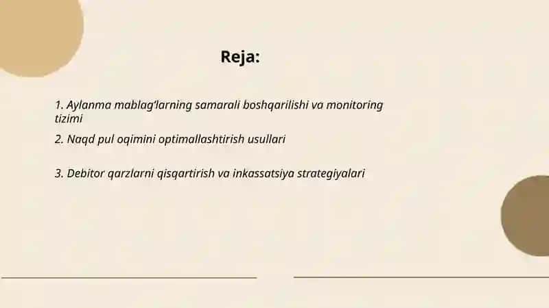 Aylanma mablagʻlarning samarali boshqarilishi va monitoring tizimi 2