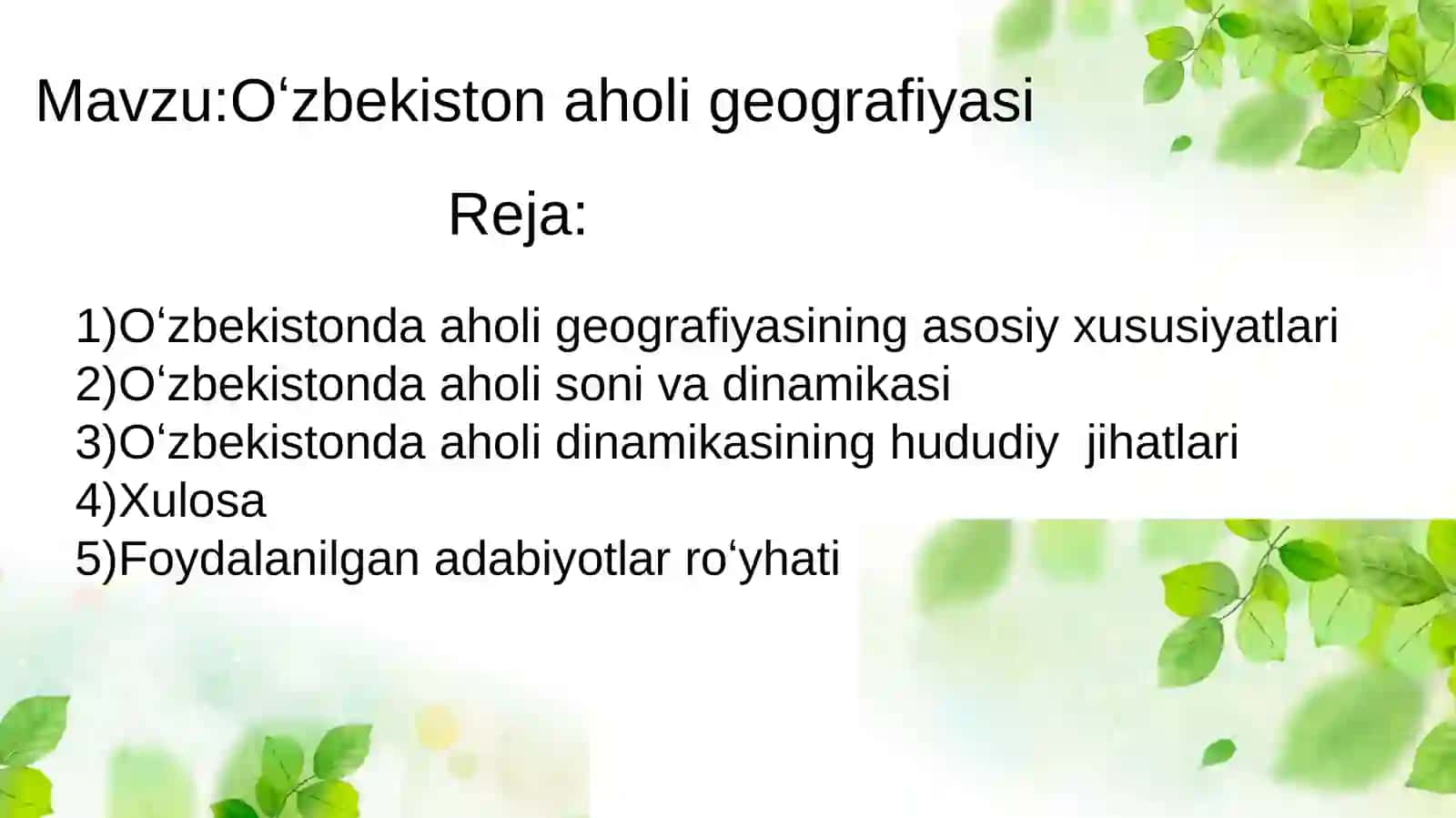 Oʻzbekiston aholi geografiyasi 2