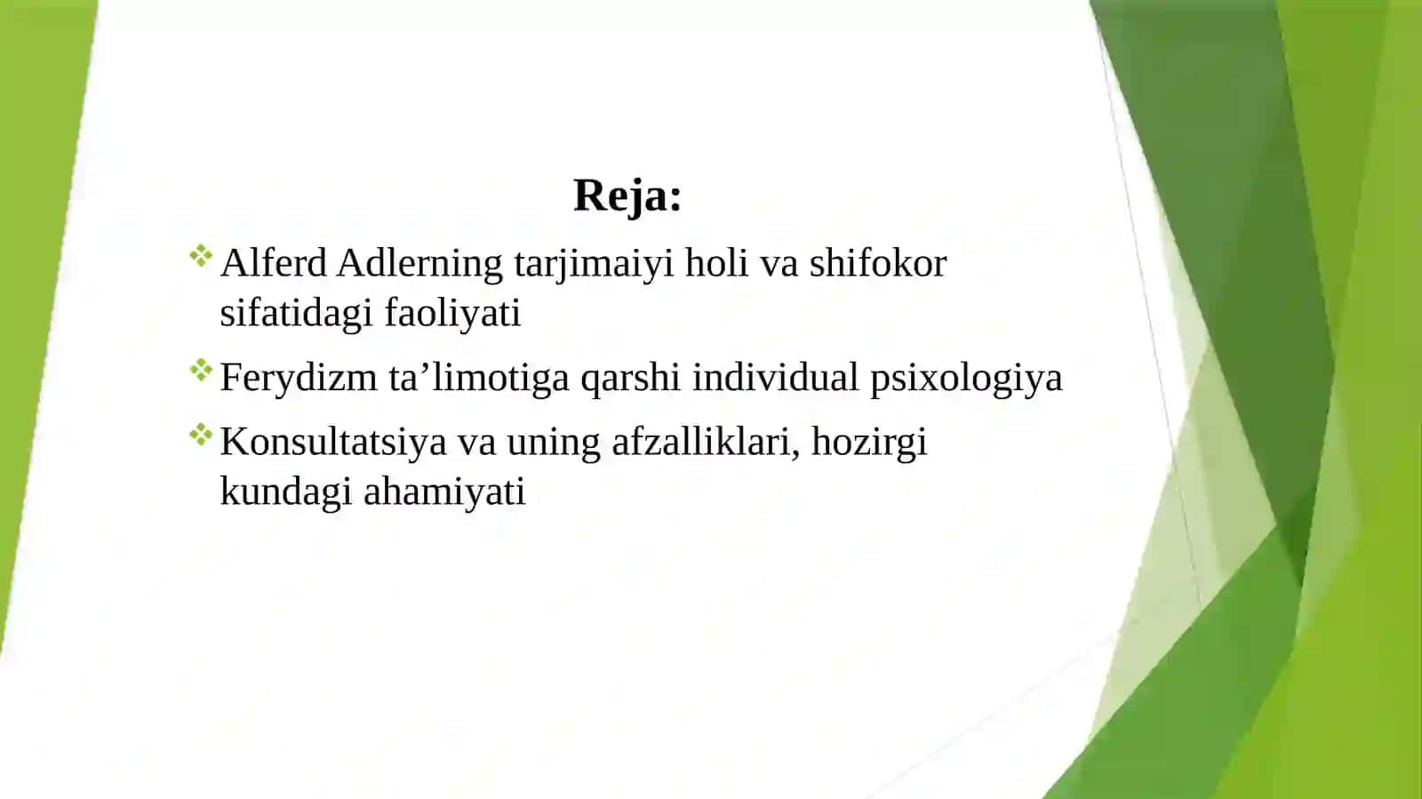 Alferd Adlerning guruhiy konsultatsiyasi 2