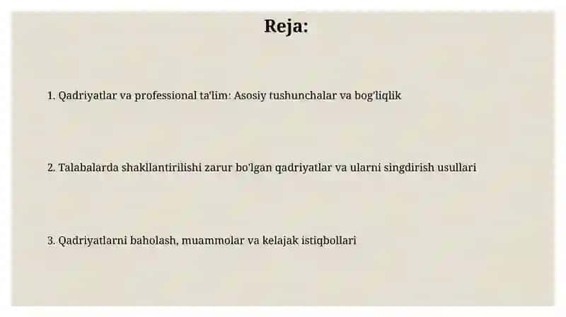 Qadriyatlar va professional ta'lim 2