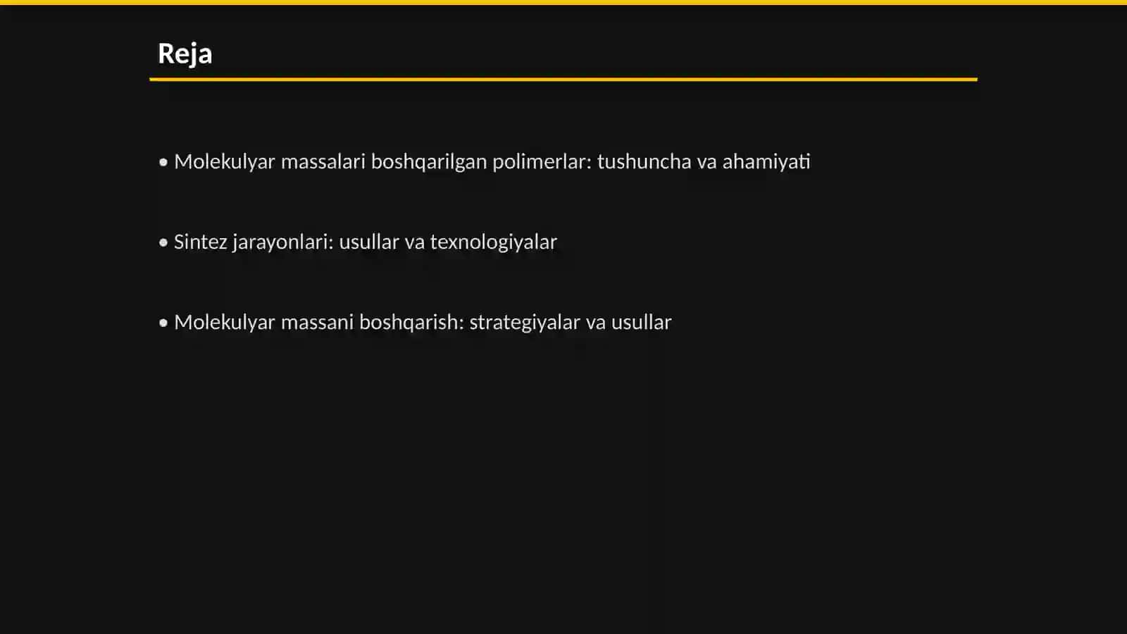 Molekulyar massalari boshqarilgan polimerlar sintezi va ularning molekulyar-massaviy xarakteristikalari 2