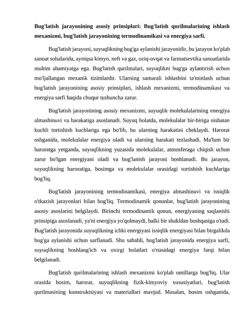 Bug'latish qurilmalarini hisoblash usullari 2