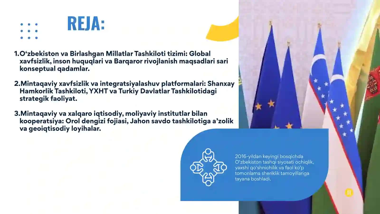 O‘zbekiston Respublikasining xalqaro tashkilotlar bilan ko‘p tomonlama hamkorligi 2
