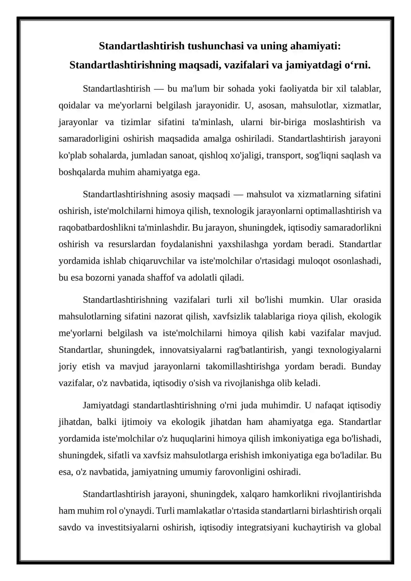 Standartlashtirishning nazariy asoslari 2