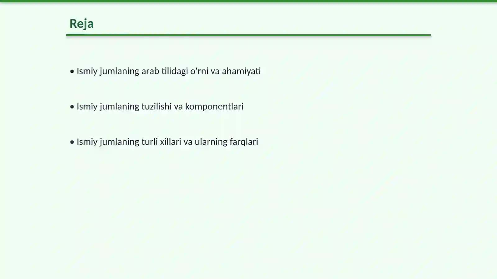 Arab tilida ismiy jumla va uning xususiyatlari 2
