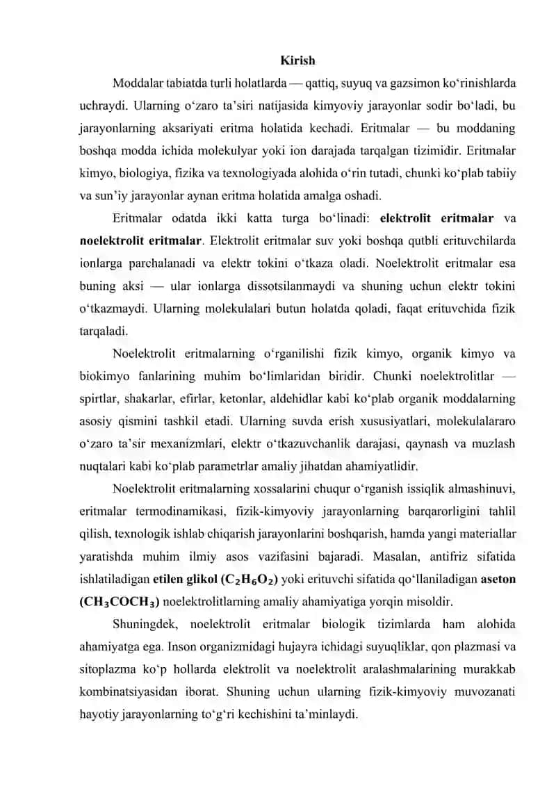Elektrolit va noelektrolit eritmalarning xossalari 2