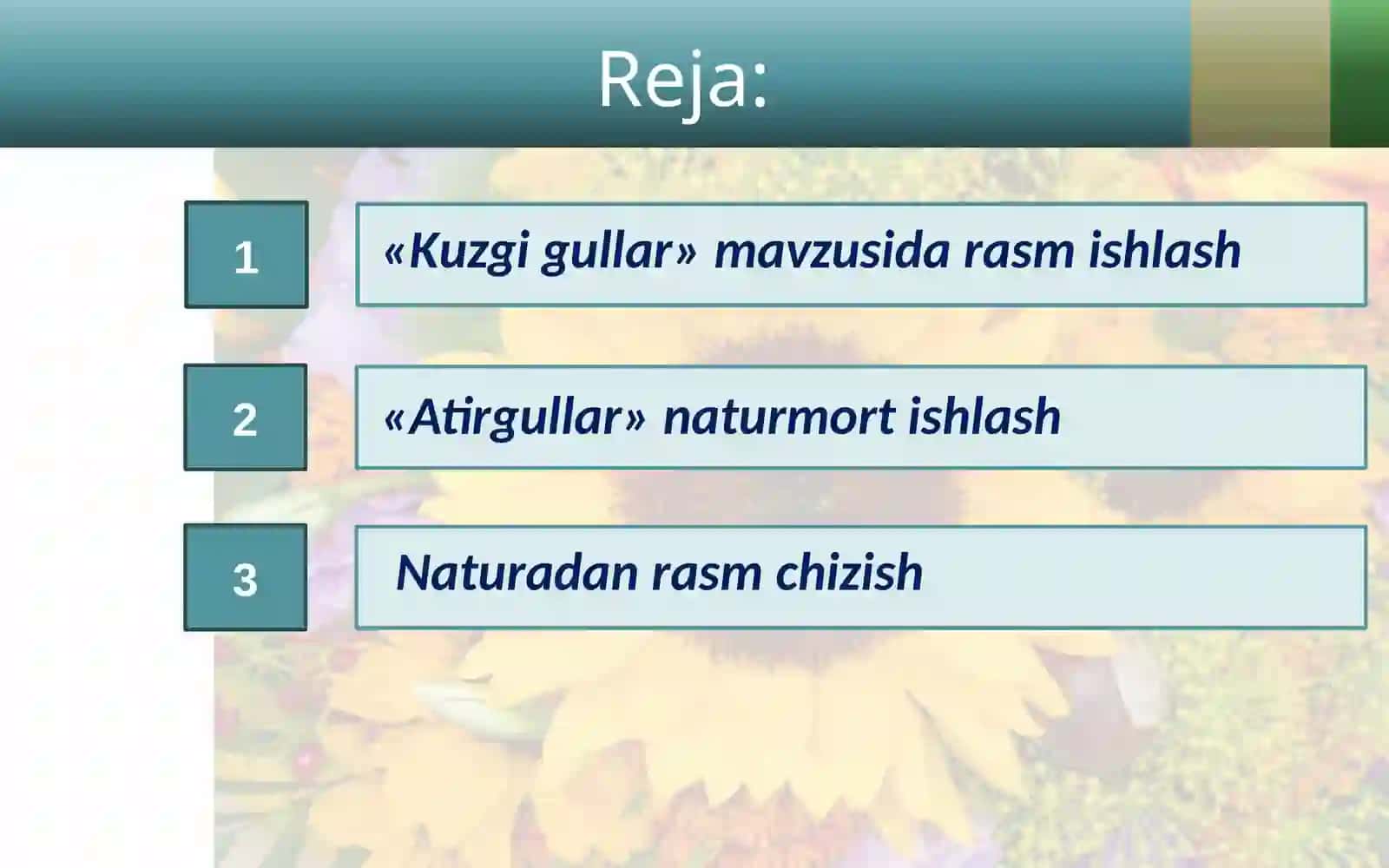 «Kuzgigullar» mavzusi darasmishlash 2