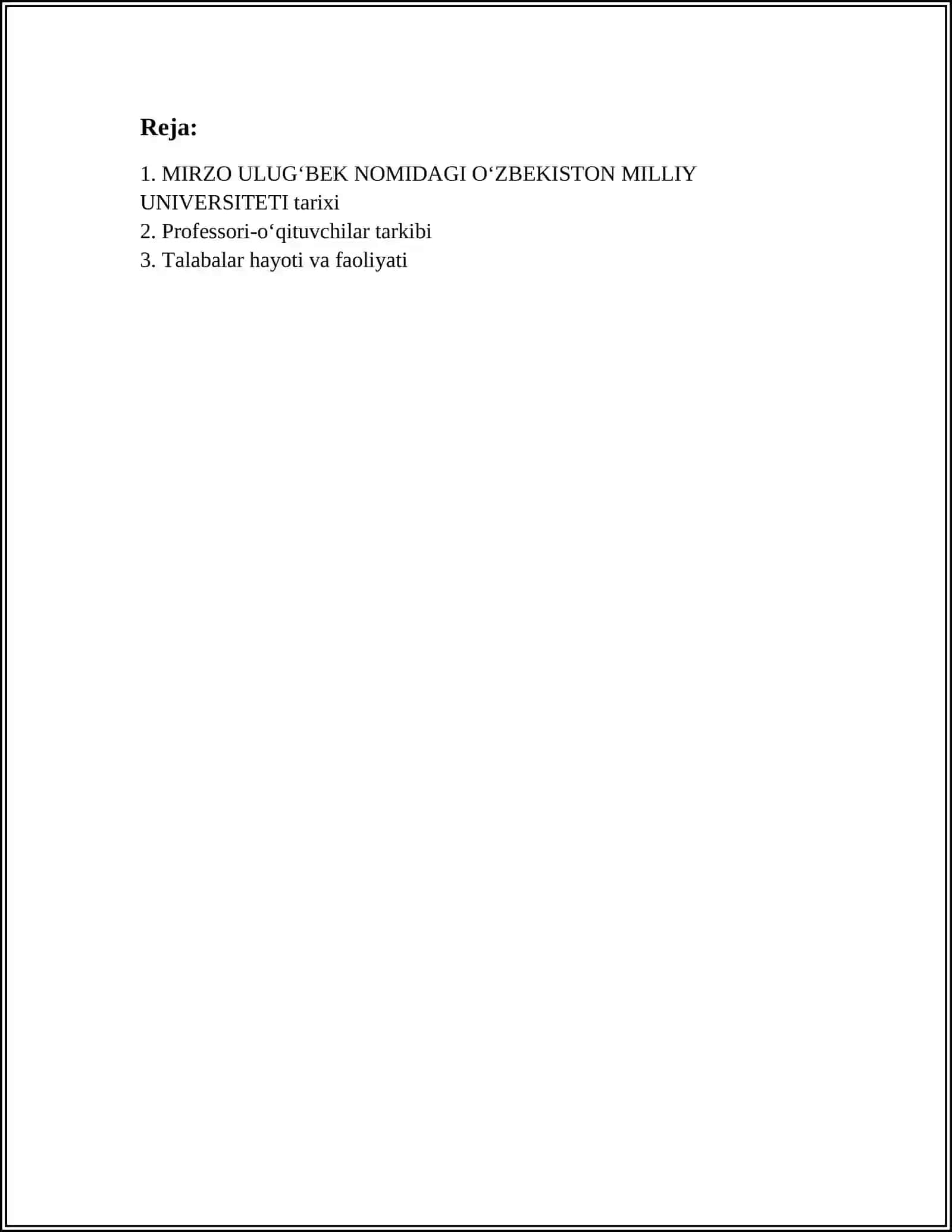 MIRZO ULUGʻBEK NOMIDAGI OʻZBEKISTON MILLIY UNIVERSITETI 2