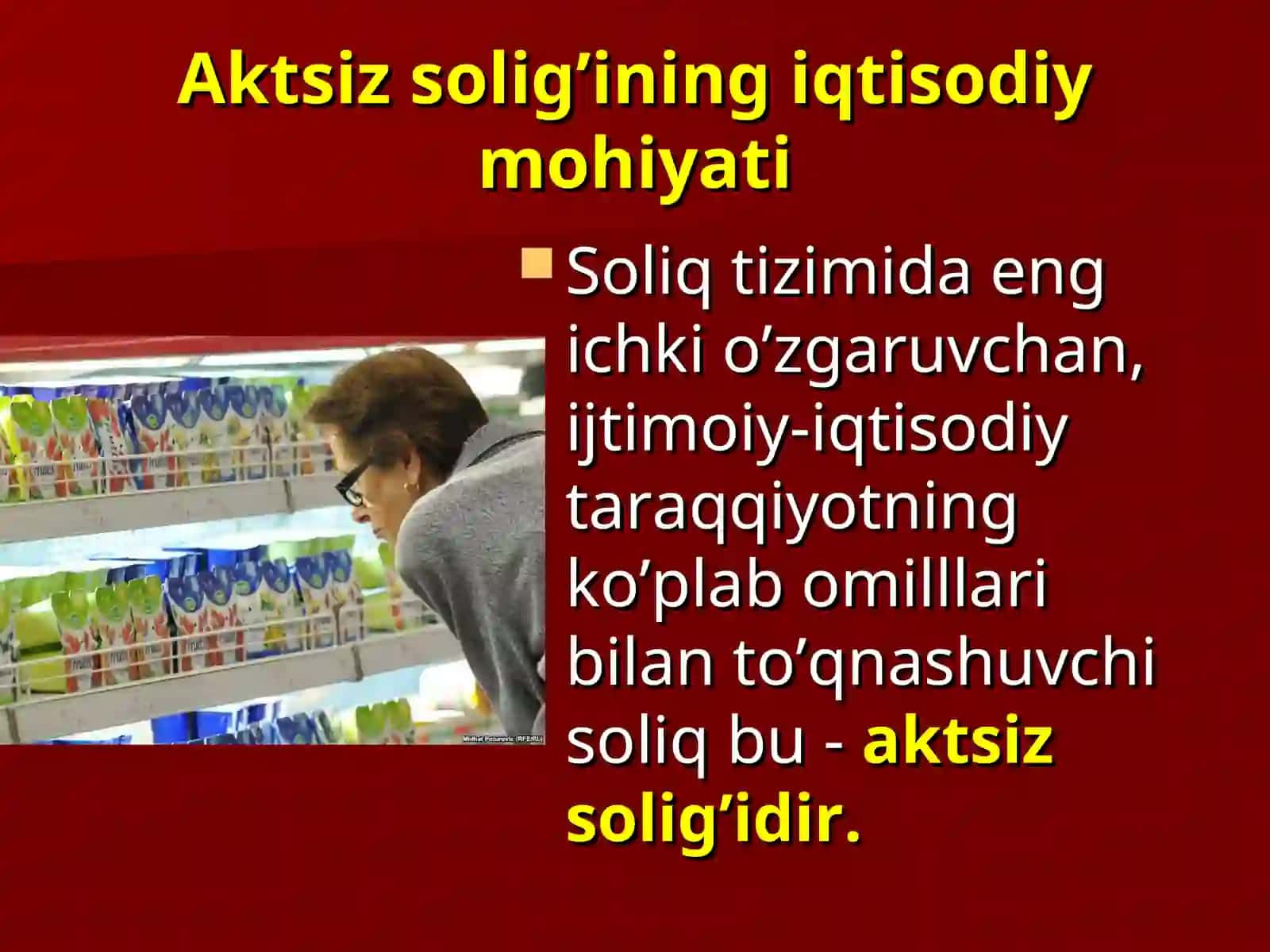 Aksiz solig'ining soliq tizimi va davlat byudjeti daromadlarida o`rni 2