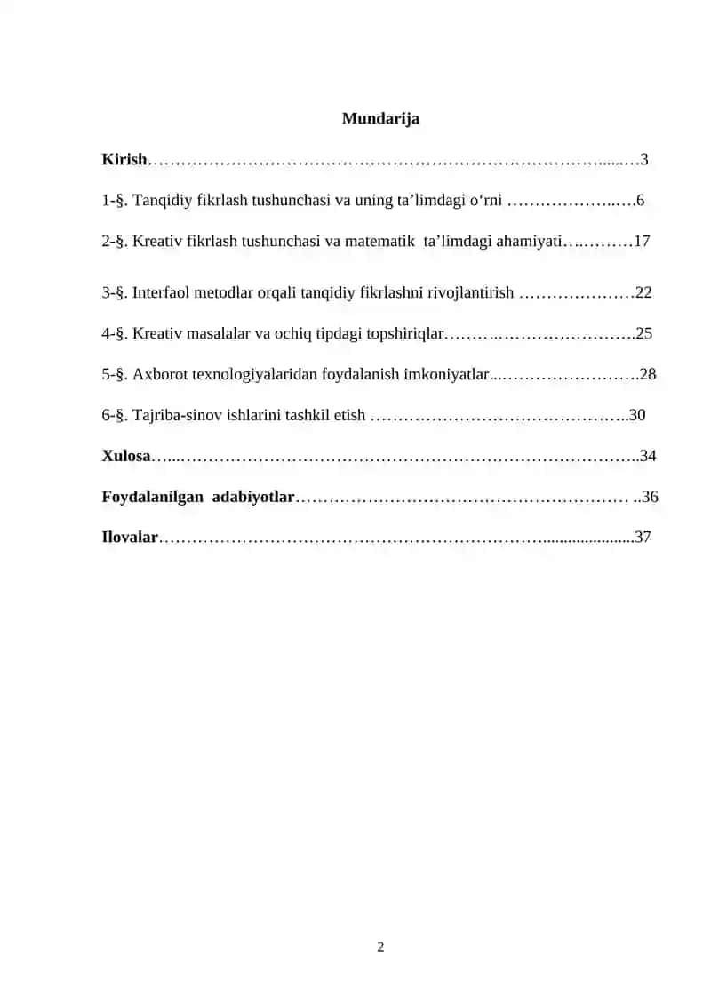 Tanqidiy fikrlash va kreativ yondashuv kursi 2