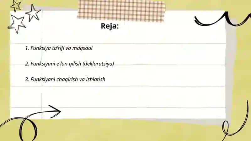 Funksiya bilan ishlash 2