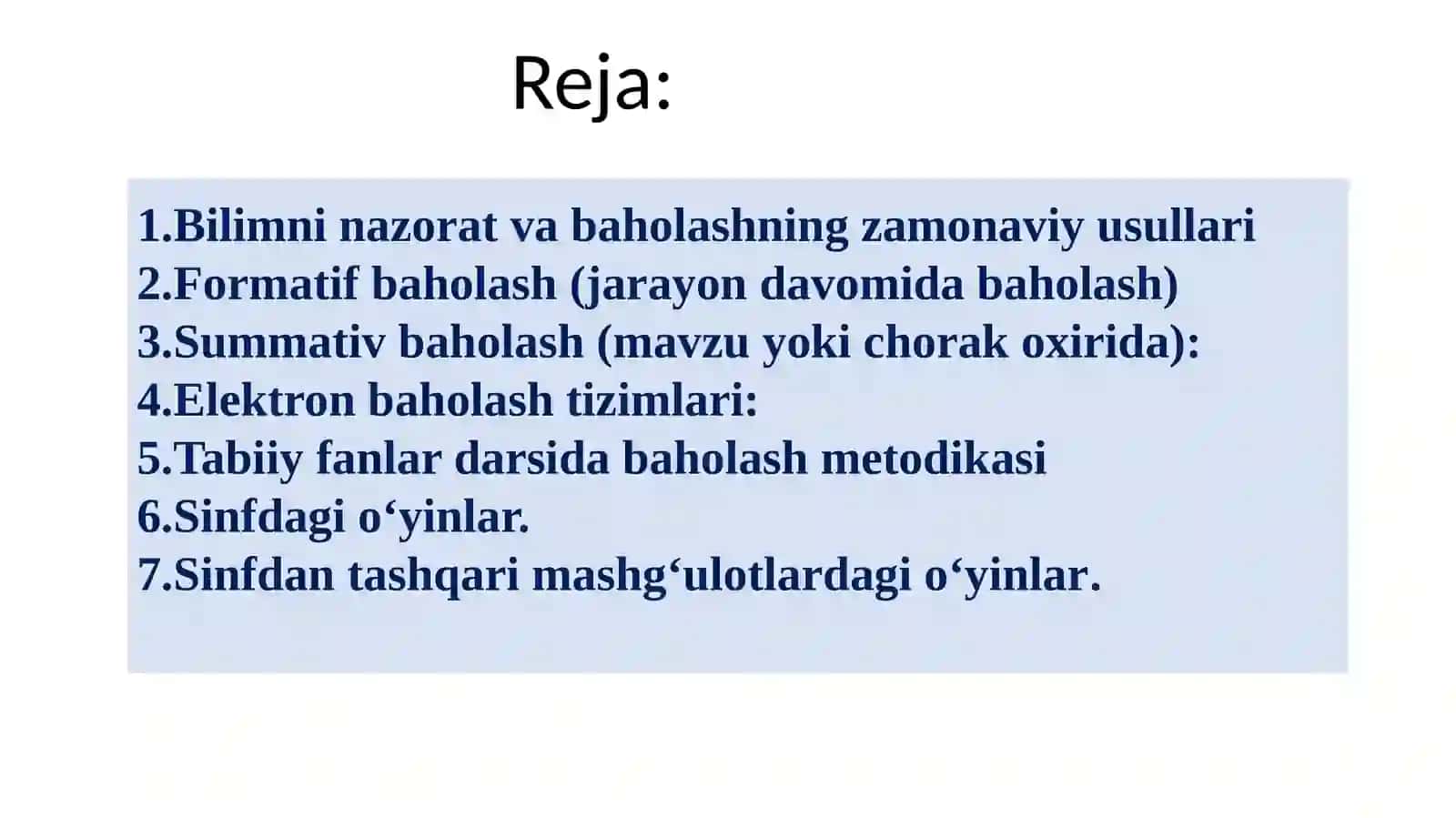 Boshlang'ich ta'lim tabiiy fanlar darslarida o'quvchilar bilimini nazorat va baholashning zamonaviy usullari. Sinf va sinfdan tashqari mashg'ulotlarda o'yinlarni qo'llash metodikasi 2