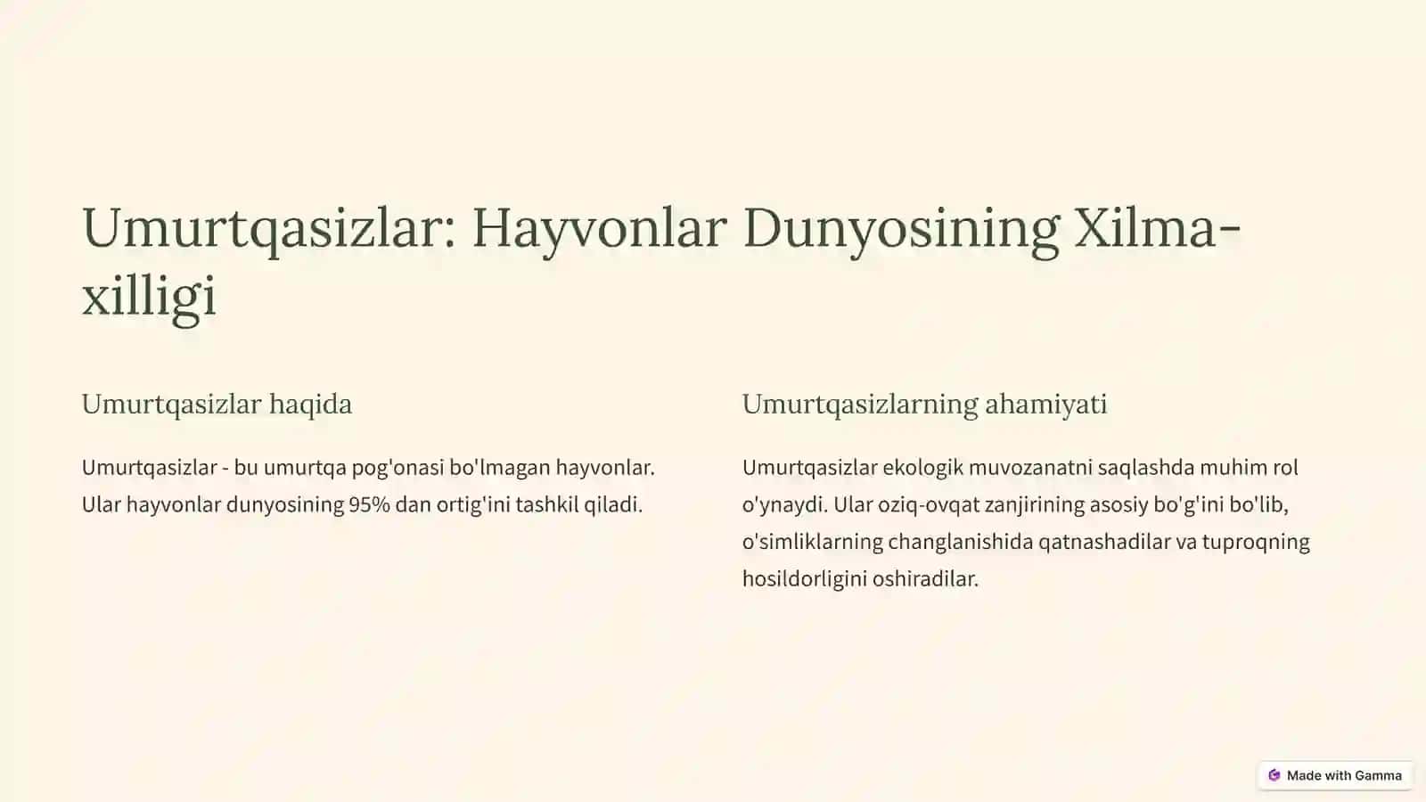 Umurtqasizlar: Hayvonlar Dunyosining Xilma-xilligi 2