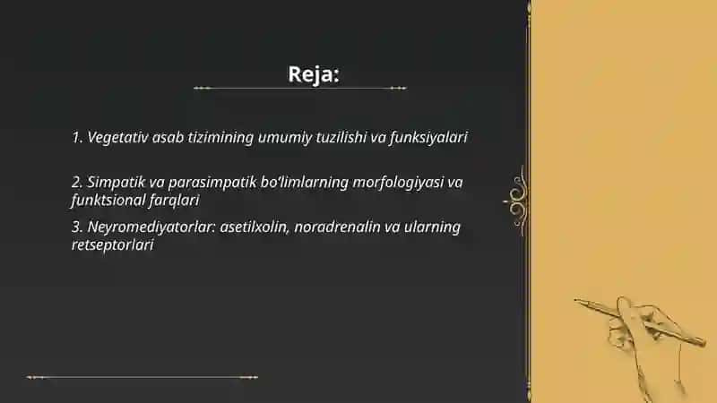 Vegetativ asab tizimi fiziologiyasi 2