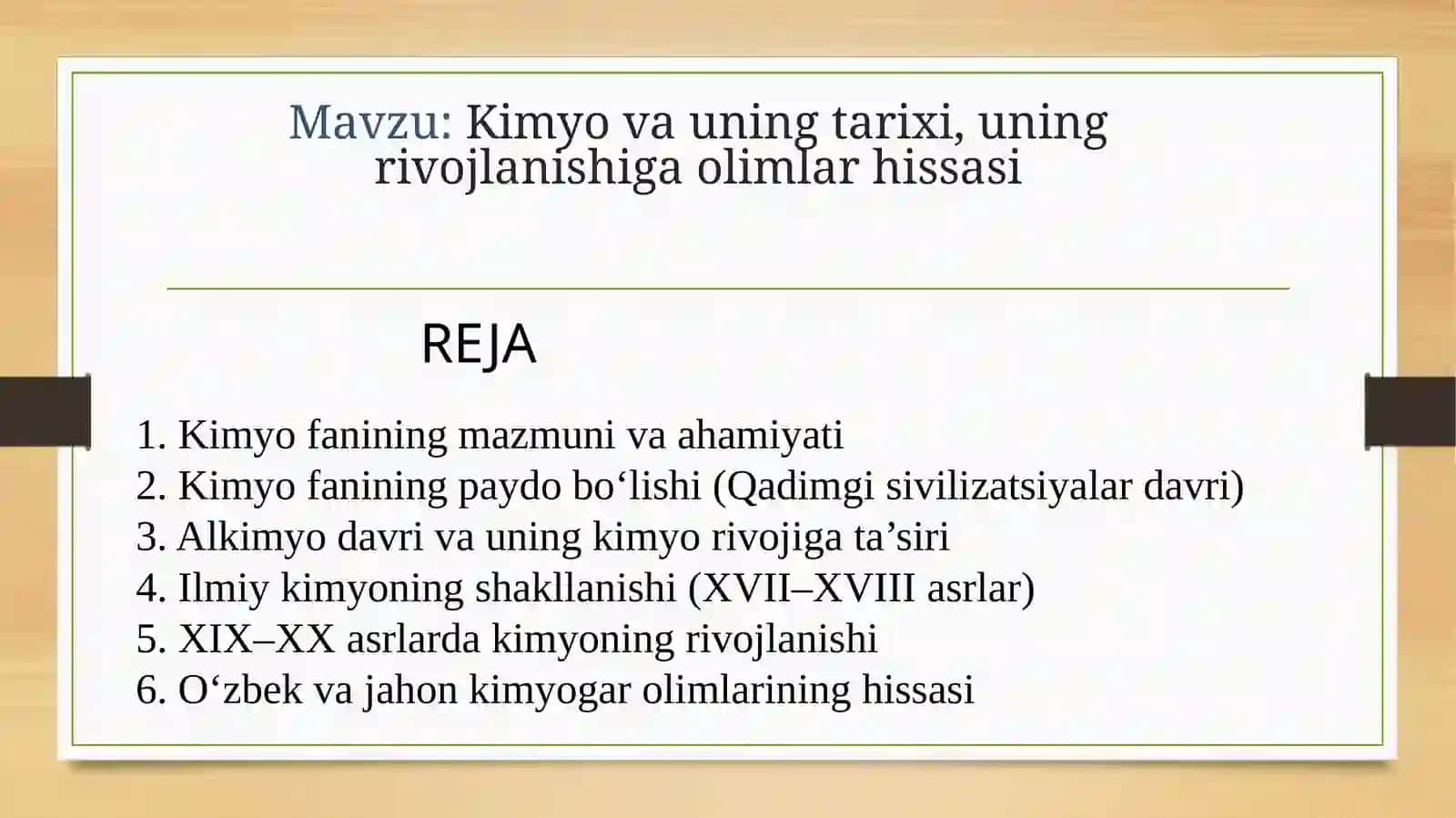 Boltaboyev Muxammadjonning Noorganik kimyo fanidan tayyorlagan taqdimoti 2