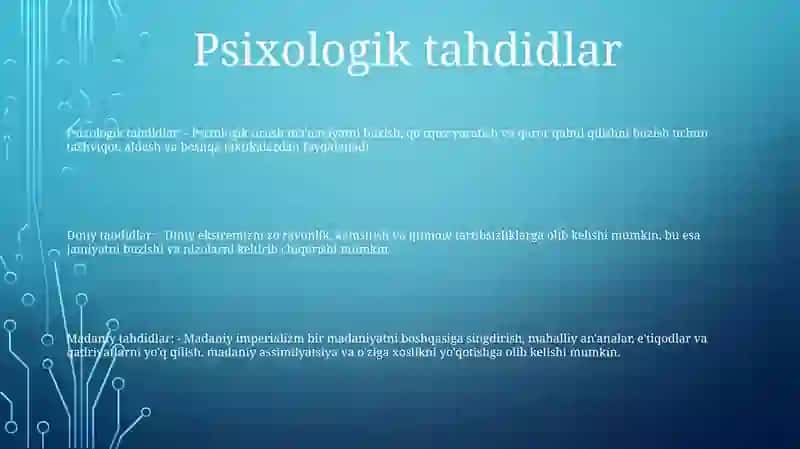 Shaxsga Yo'Naltirilgan Axborot: Psixologik,Diniy Va Madaniy Tahdidlar 2