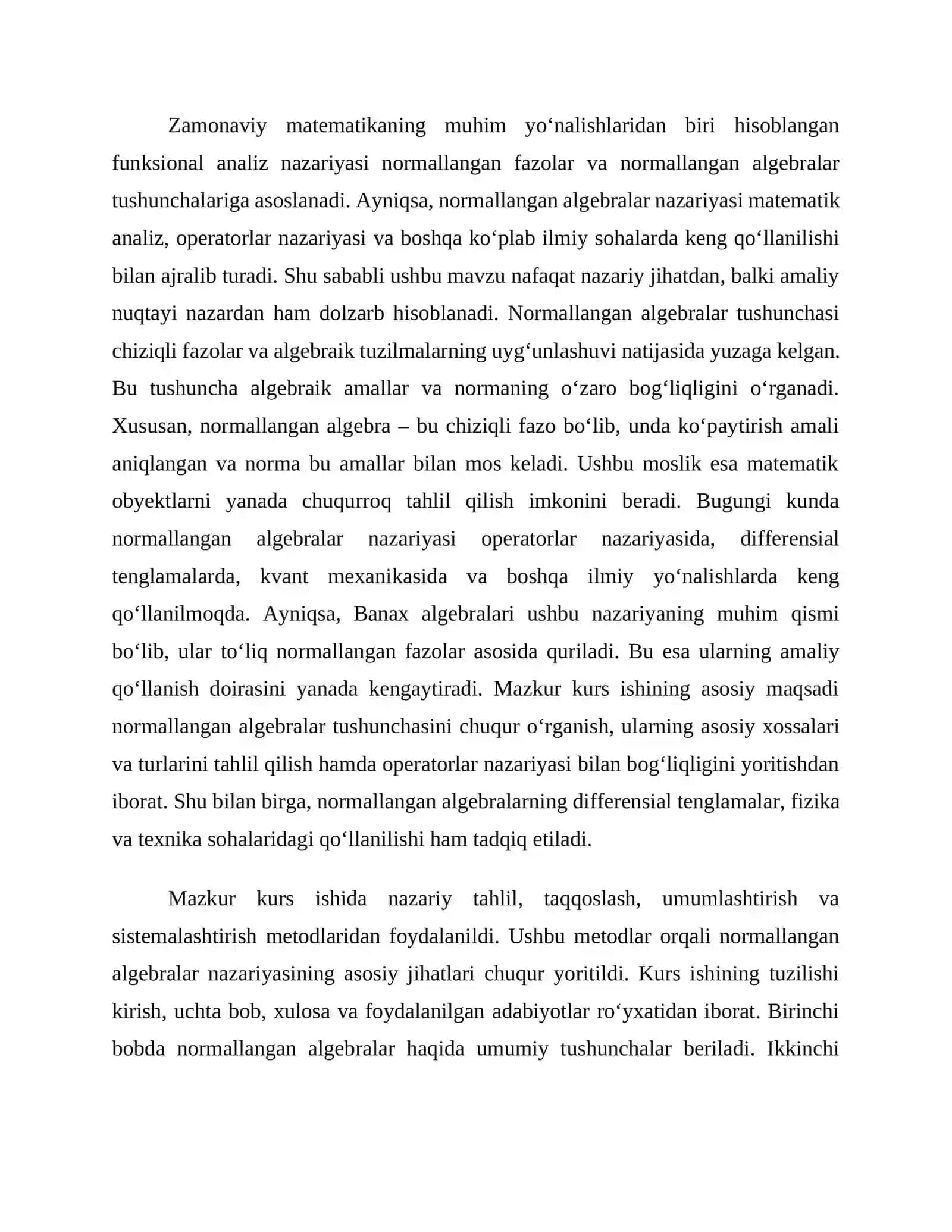 Normallangan algebralar 2