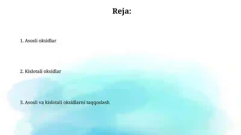 Oksidlar: Asosli oksidlar va kislotali oksidlarni hosil qilish 2