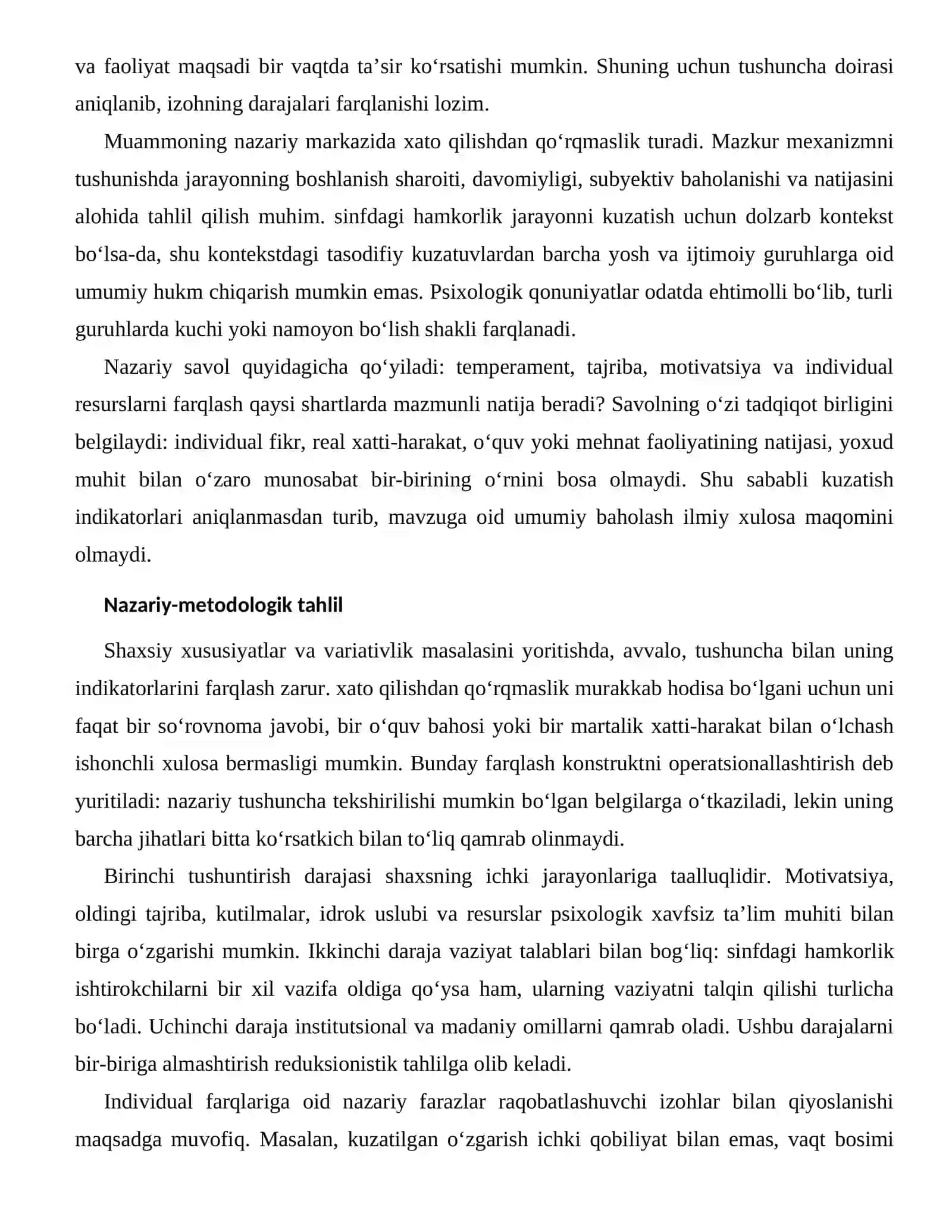 PSIXOLOGIK XAVFSIZ TA’LIM MUHITI — INDIVIDUAL FARQLARI 2