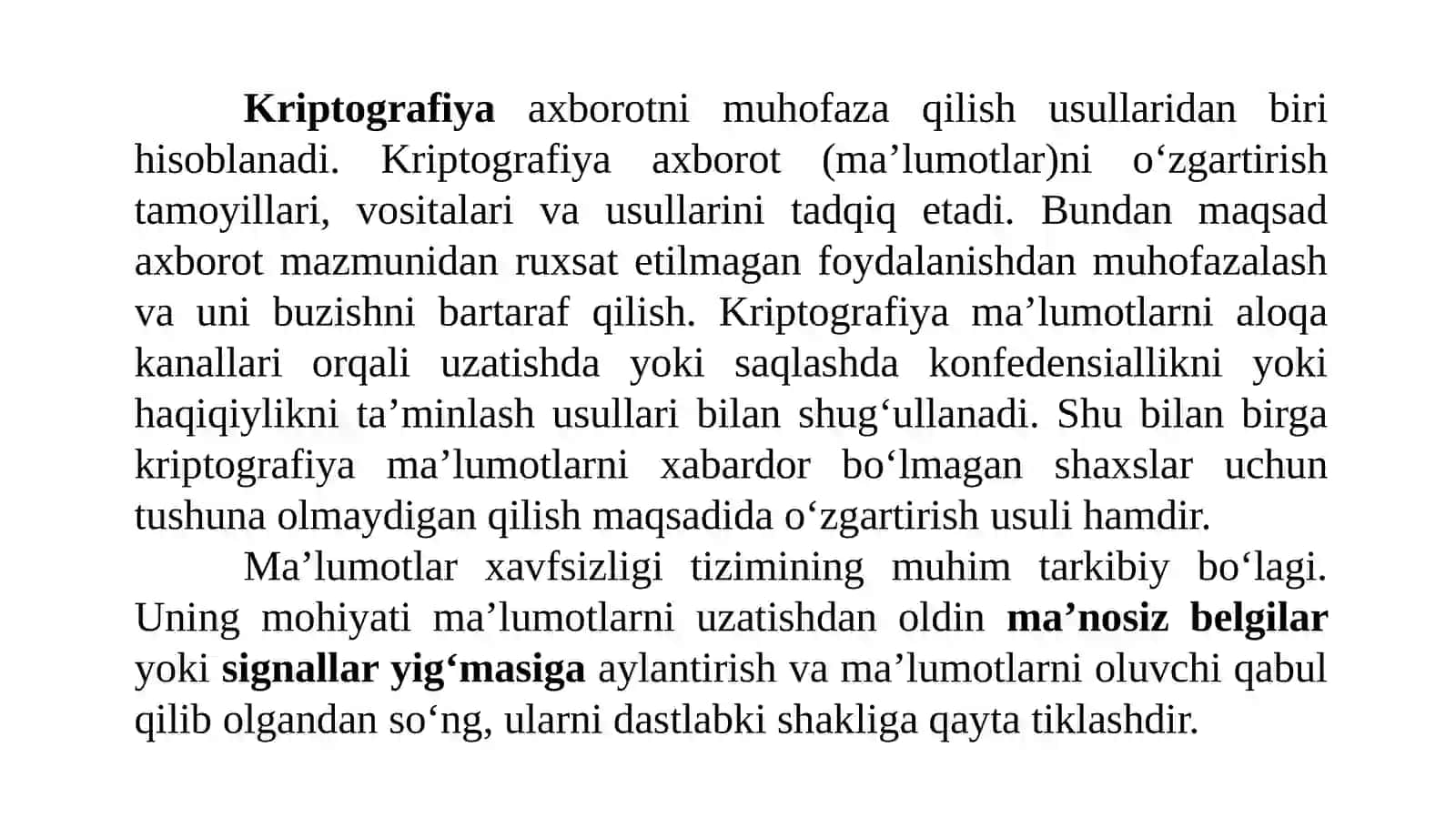 AXBOROTLARNI KRIPTOGRAFIK HIMOYALASH USULLARI 2