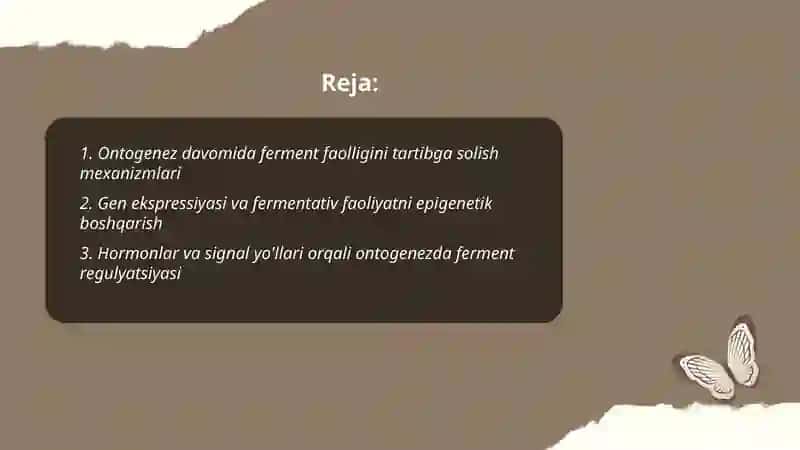 Ontogenezda fermentlar faolligini boshqarilishining ahamiyati 2