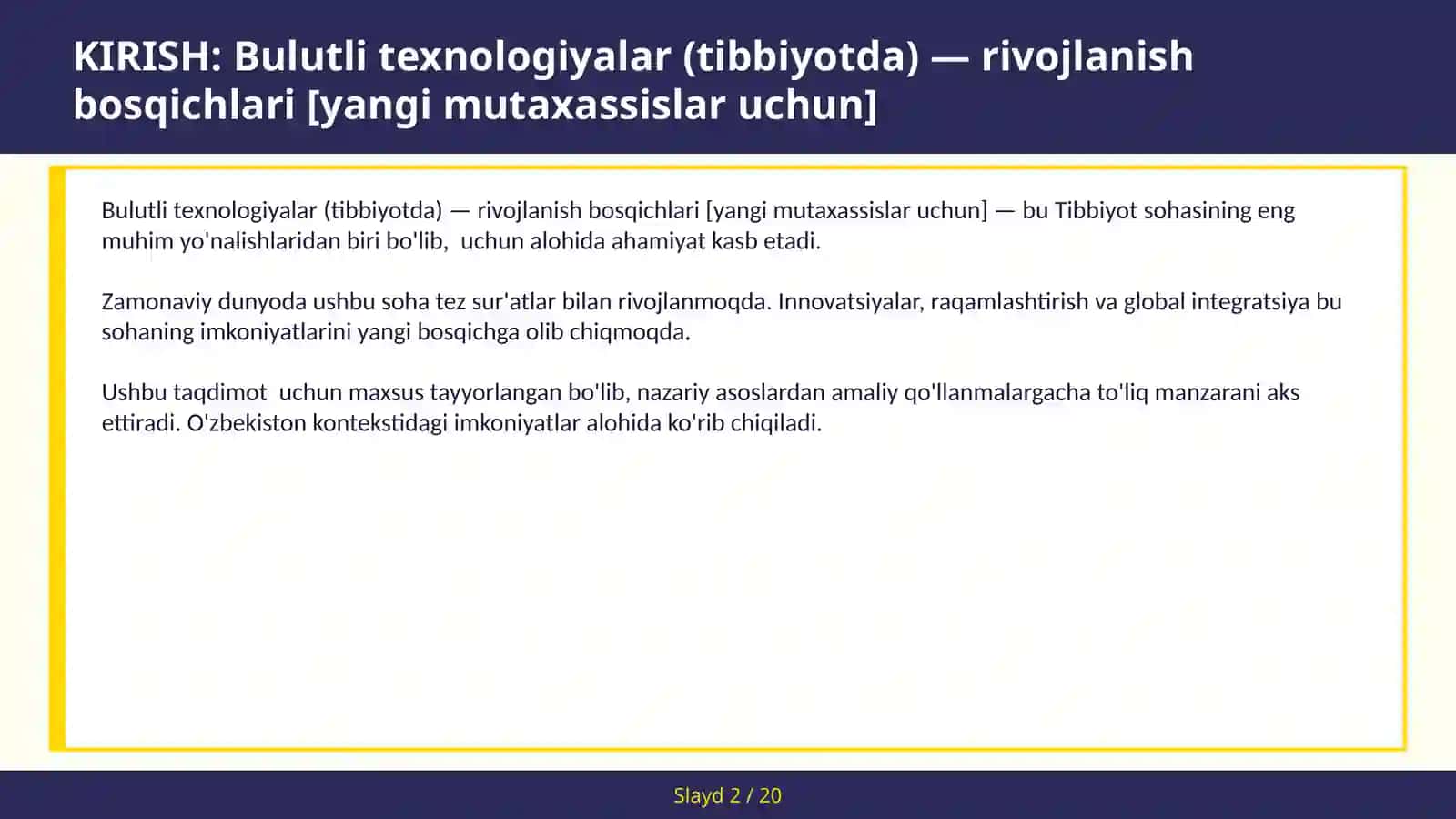 Bulutli texnologiyalar (tibbiyotda) — rivojlanish bosqichlari [yangi mutaxassislar uchun] 2
