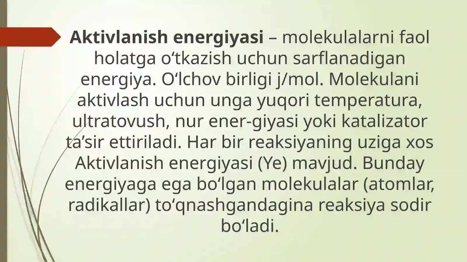 Aktivlanish energiyasi 2