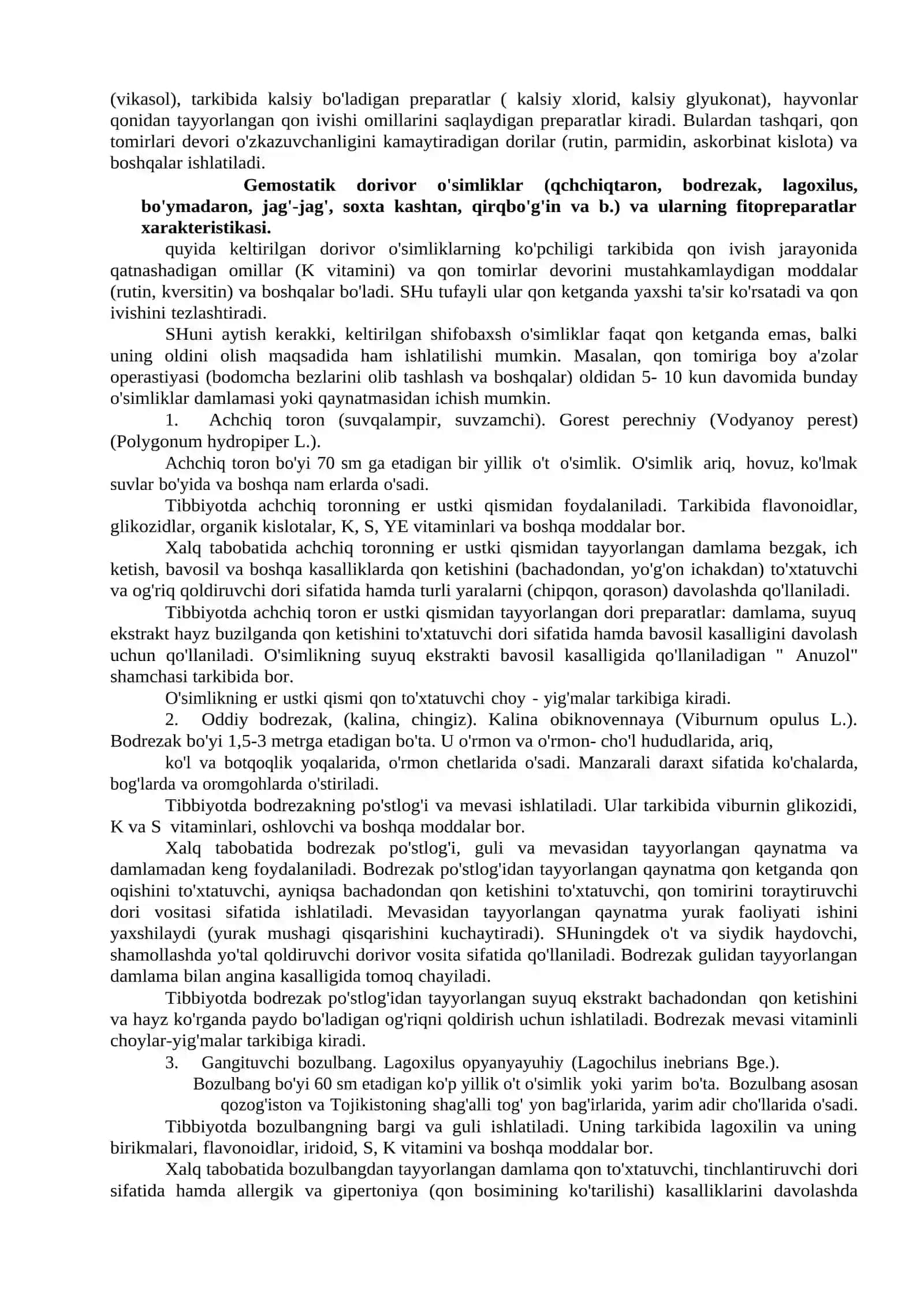 MA'RUZA-18 Qon oqishini to'xtatuvchi dorivor o'simliklar 2