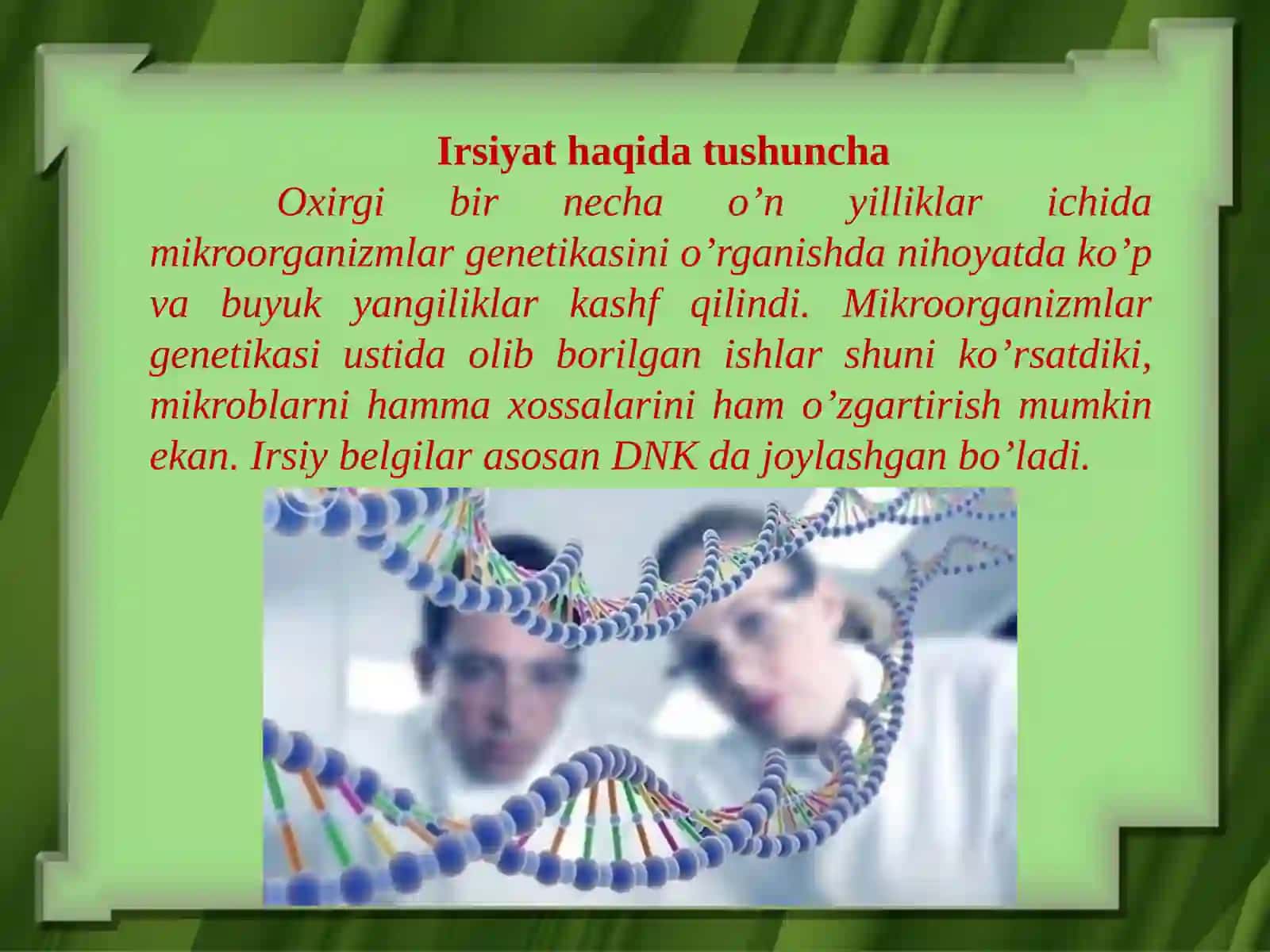 Mikroorganizmlar genetikasi mikroorganizmdagi o’zgaruvchanlik va ulardan tibbiyotda foydalanish 2