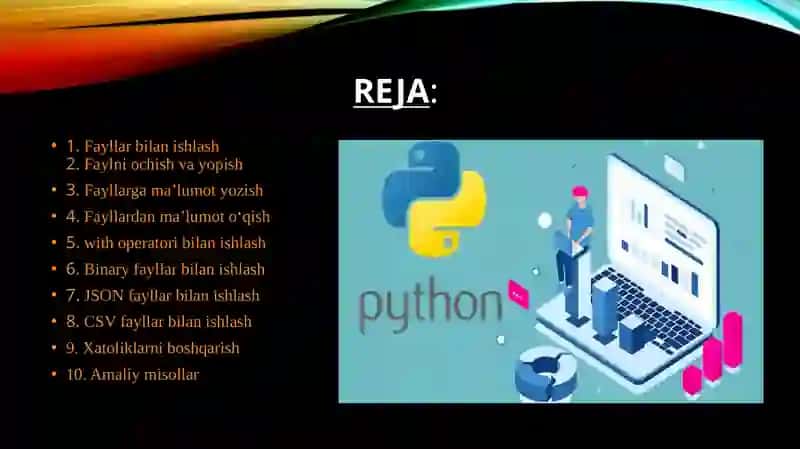 Python dasturlash tilida fayllar bilan ishlash 2