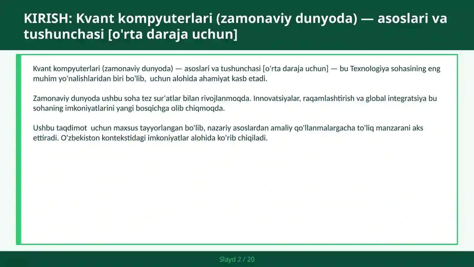 Kvant kompyuterlari (zamonaviy dunyoda) — asoslari va tushunchasi [o'rta daraja uchun] 2