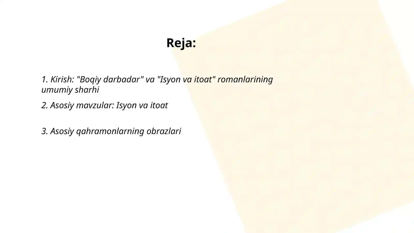 "Boqiy darbadar" va "Isyon va itoat" romanlarining qiyosiy tahlili 2