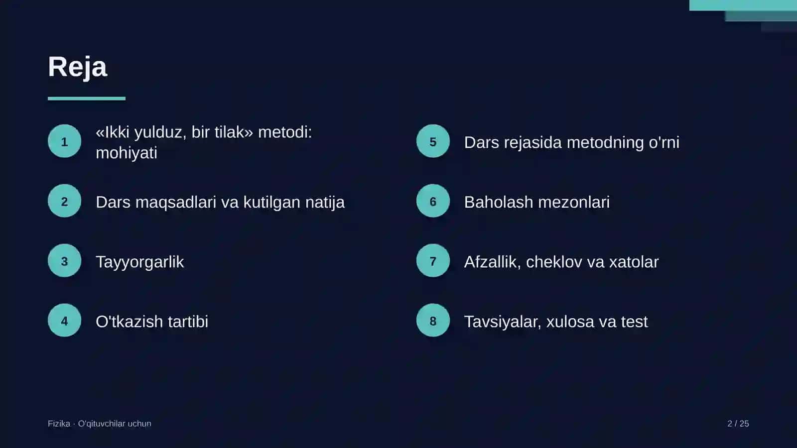 fizika darslarida ikki yulduz bir tilak metodidan foydalanish 2076 2