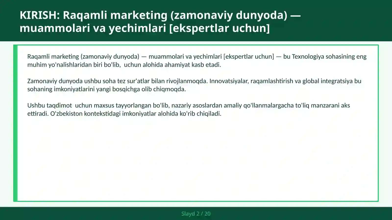 Raqamli marketing (zamonaviy dunyoda) — muammolari va yechimlari [ekspertlar uchun] 2