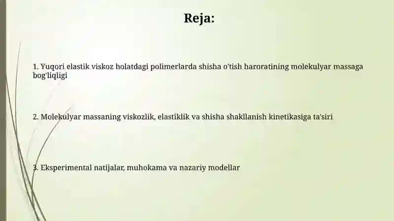 Polimer molekulyar massasiga bogʻliqligi 2