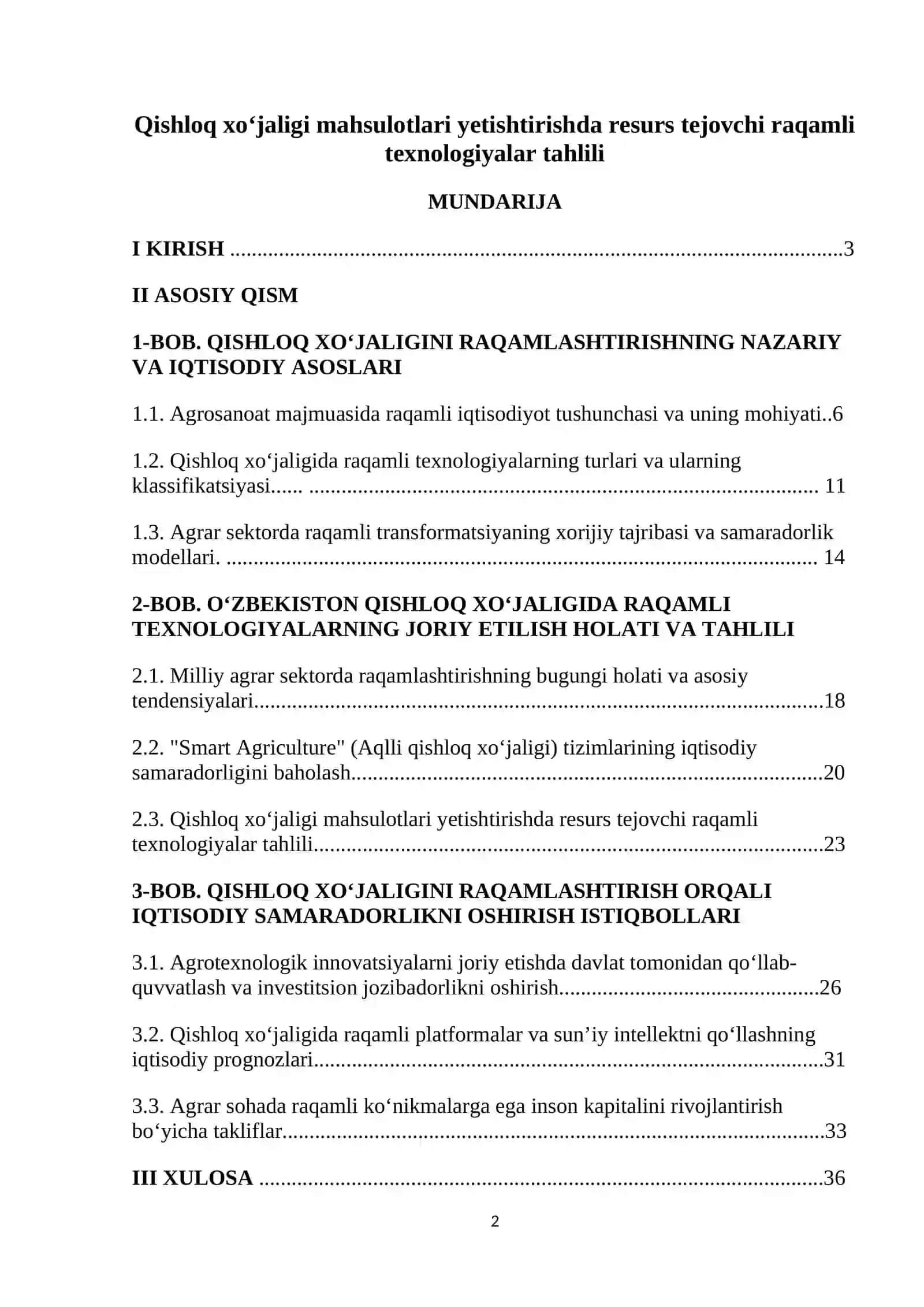 Qishloq xo‘jaligi mahsulotlari yetishtirishda resurs tejovchi raqamli texnologiyalar tahlili 2