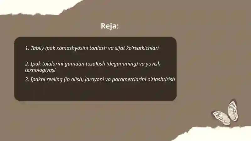 Tabiiy ipak gazlamalari ishlab chiqarish texnologik jarayonlari 2