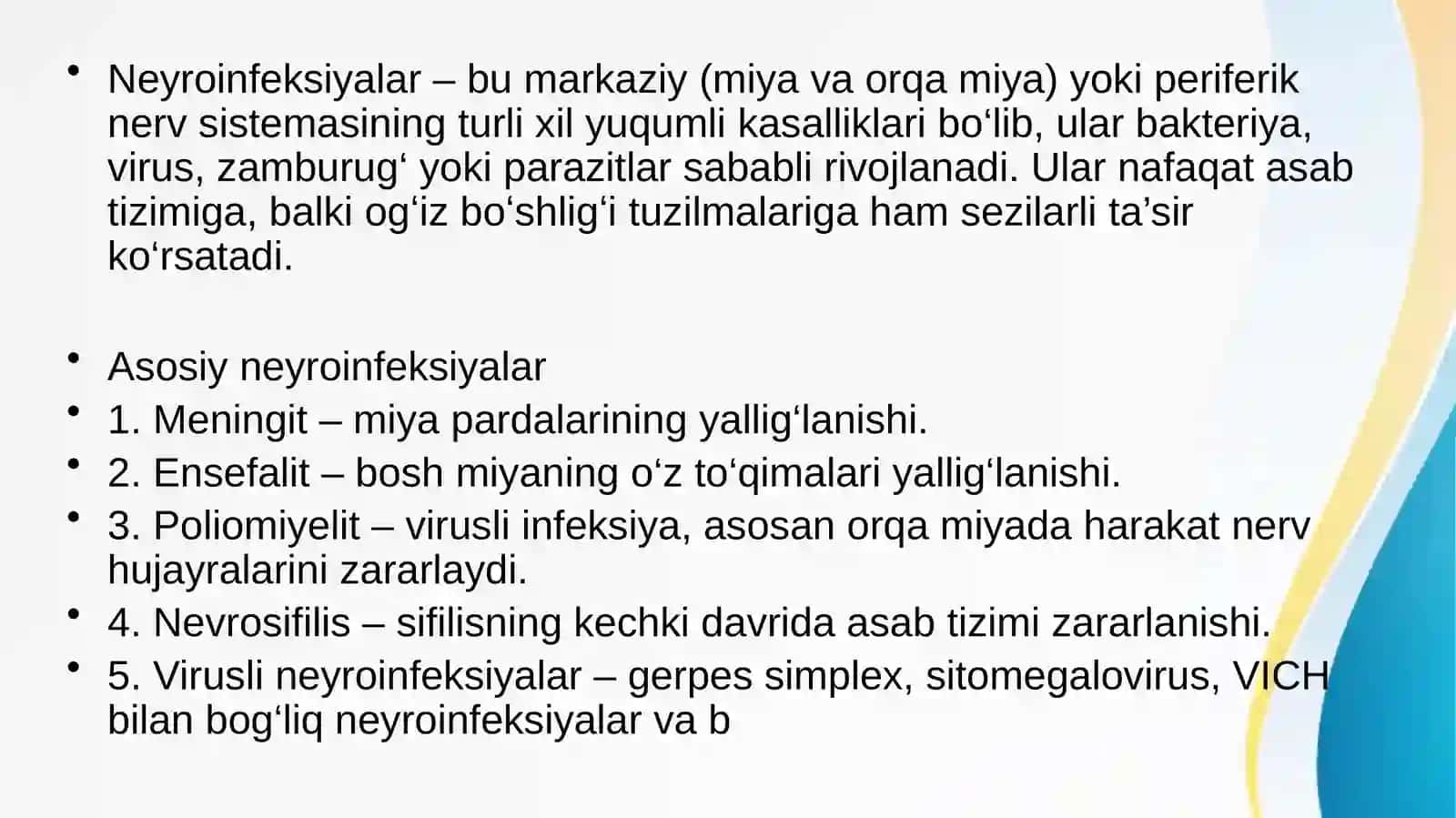 Neyroinfeksiyalar va uylar og'ir õg'iz bo'shlig'i ta'siri 2