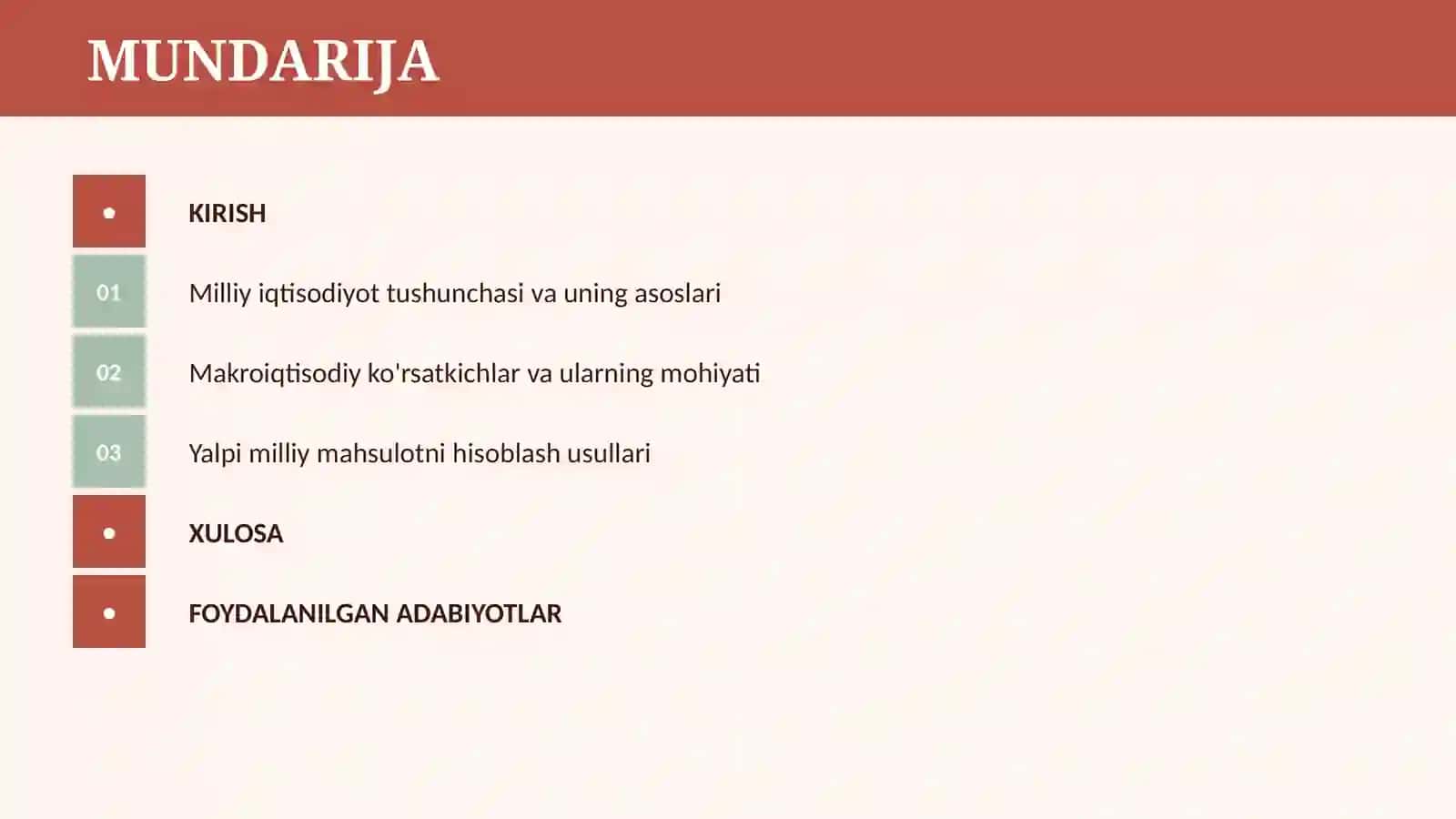 MILLIY IQTISODIYOT VA UNING MAKROIQTISODIY O’LCHAMLARI. YALPI MILLIY MAHSULOT VA UNING HARAKAT SHAKLLARI 2