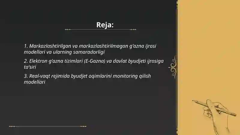 Davlat byudjeti g'azna ijrosining zamonaviy modellari 2
