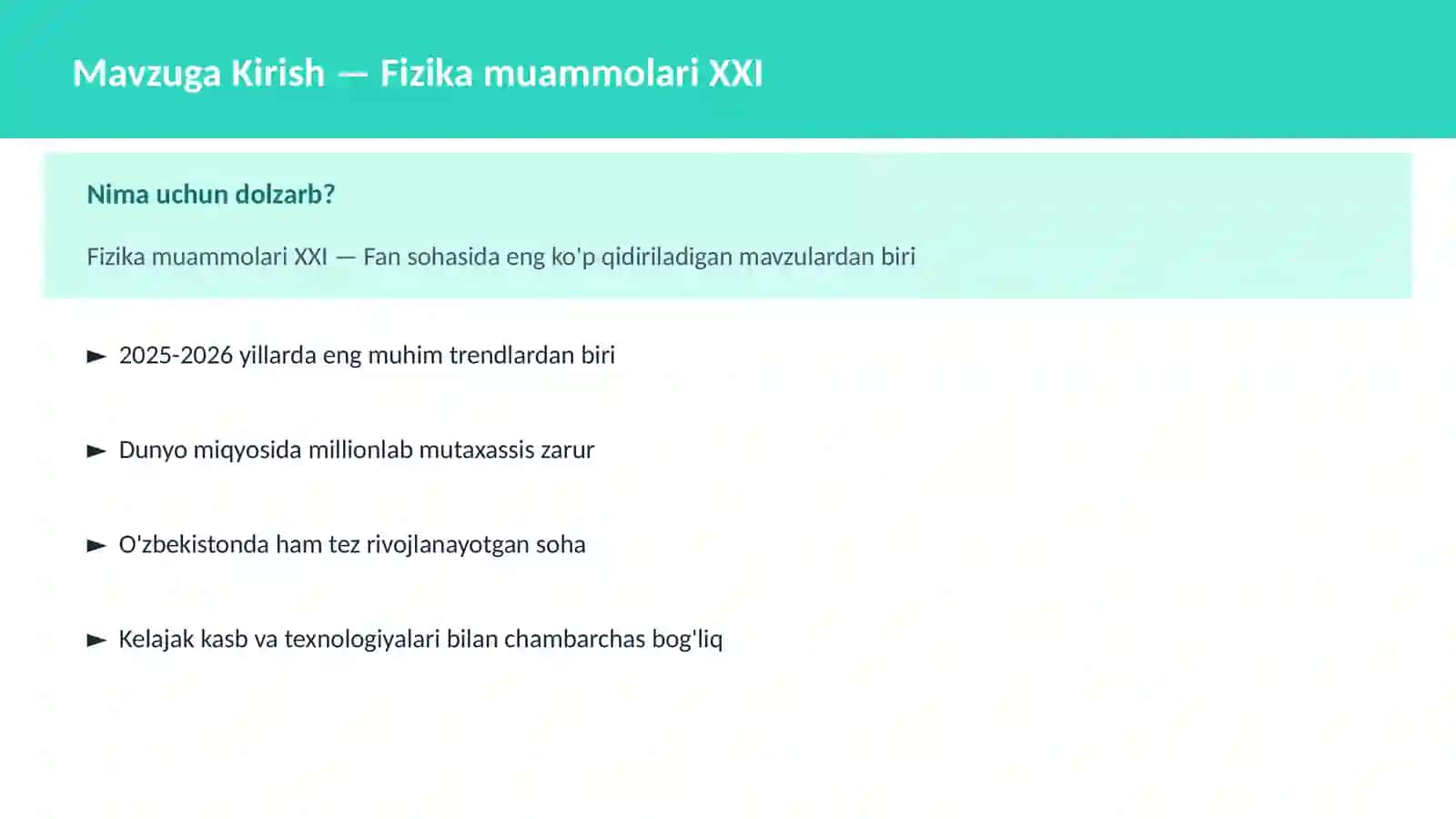Fizika muammolari XXI 2