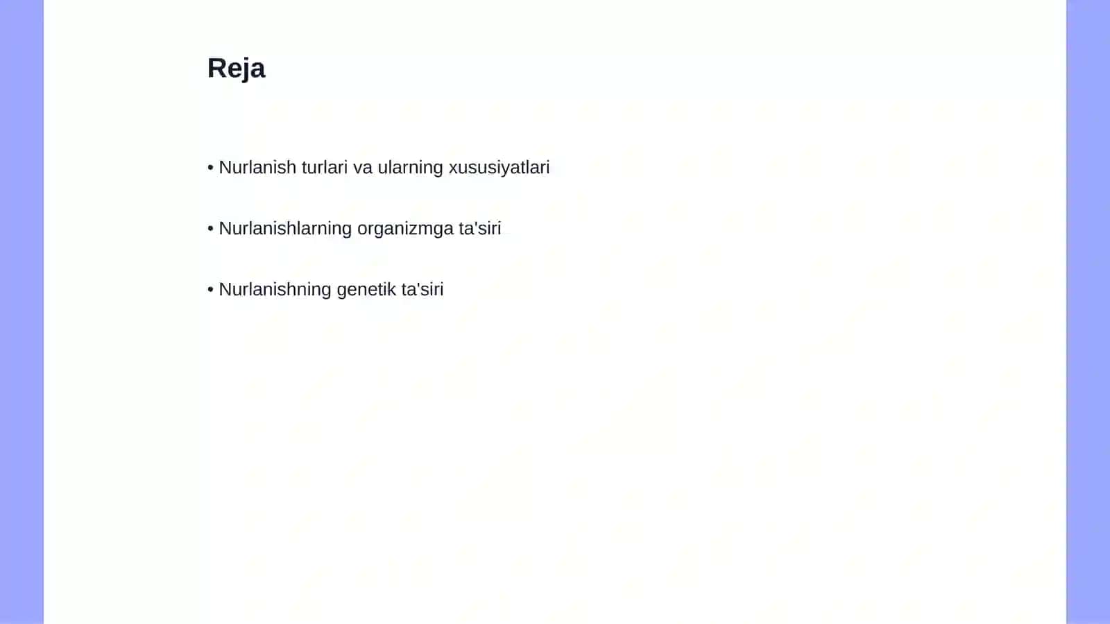 Nurlanishlarning biologik ta'siri va undan himoyalanish 2