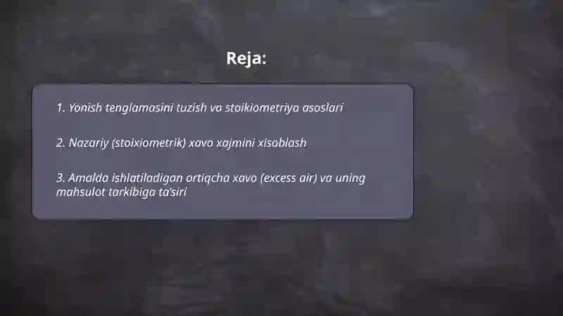 Yonish maxsulotlari va xavoni xajmi va entalpiyalarini xisoblash 2