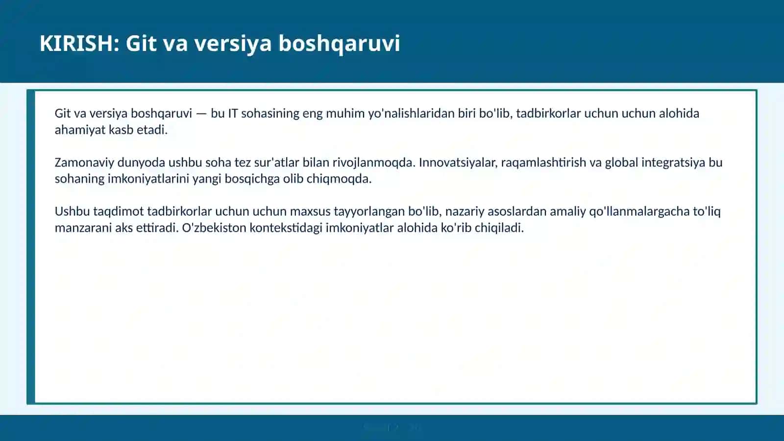 Git va versiya boshqaruv 2