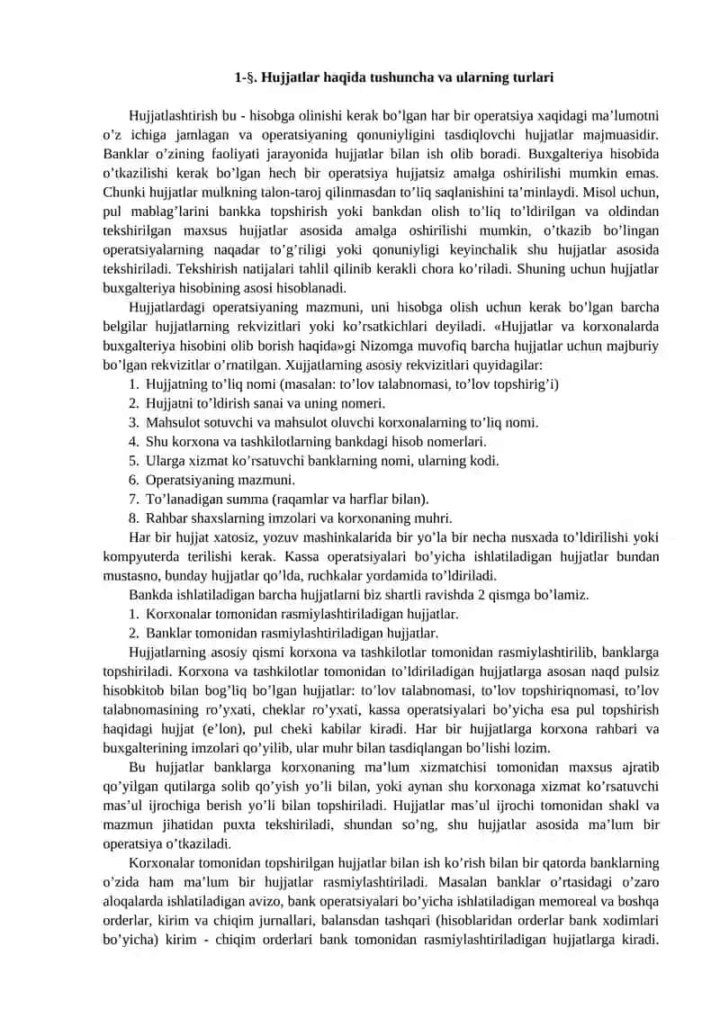 Banklarda hujjatlar aylanishi 2