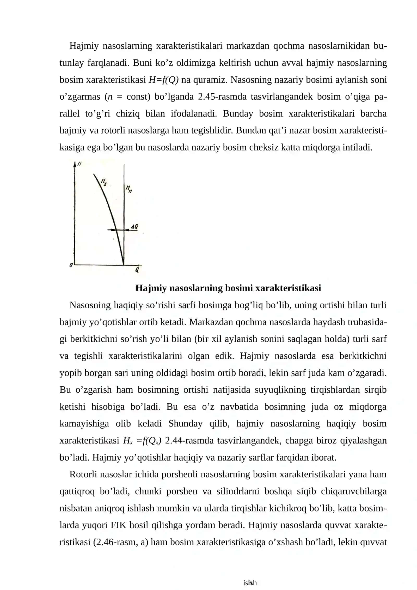 Hajmiy nasoslarning bosimi xarakteristikasi 2