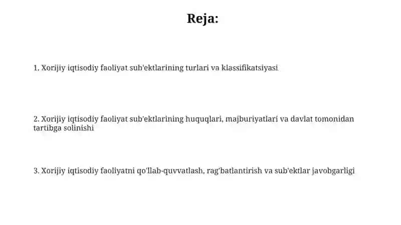 Tashqi iqtisodiy faoliyat subyetkari va ularning turlari 2