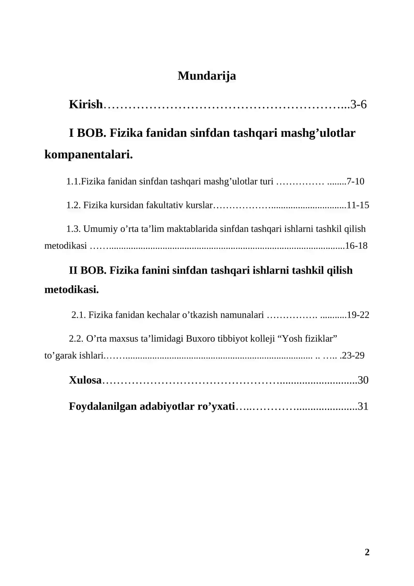 Fizik to‘garak ishlarni tashkil qilish uslubiyoti 2