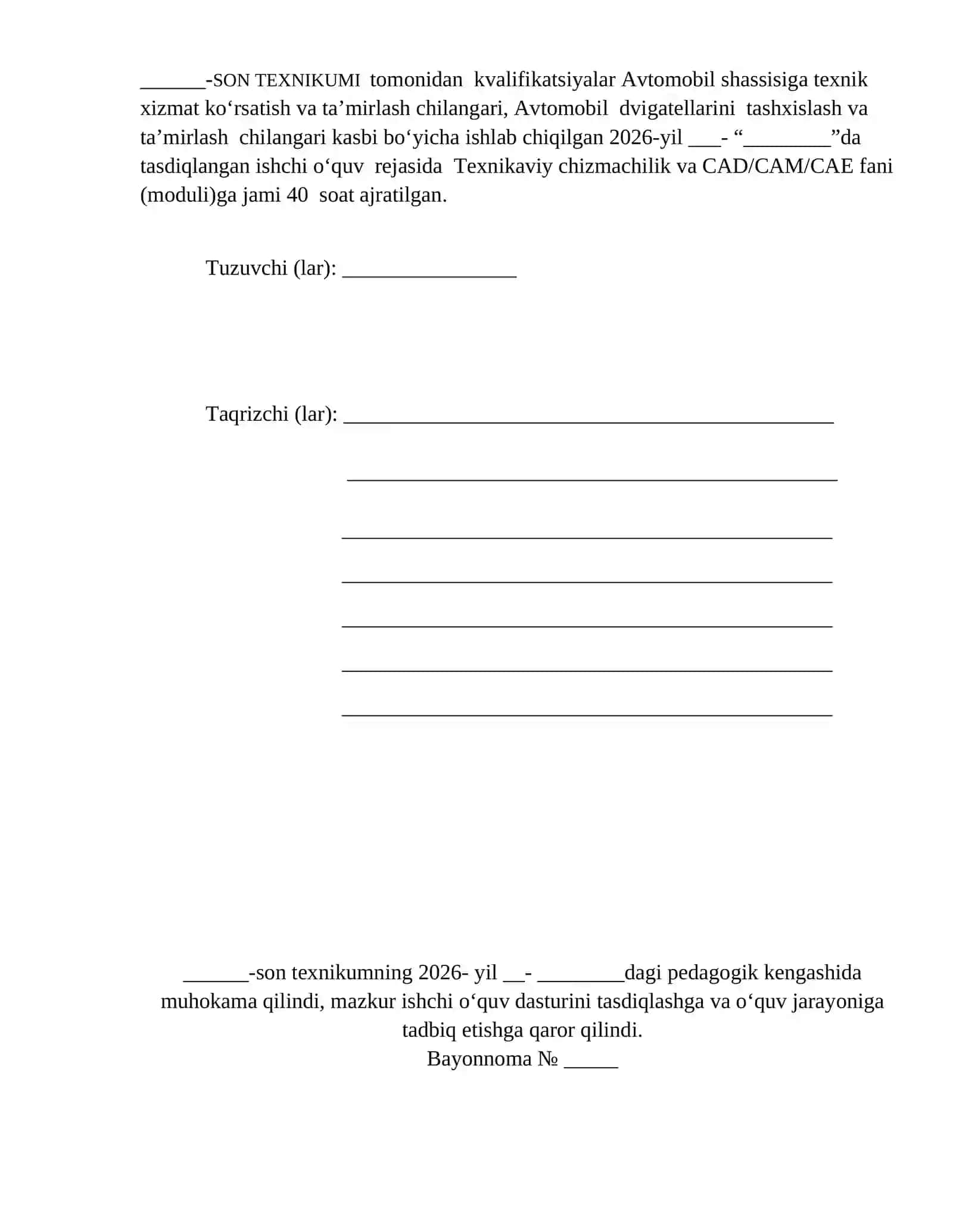 Texnikaviy chizmachilik va CAD/CAM/CAE MODULLI IShChI DASTURI 2